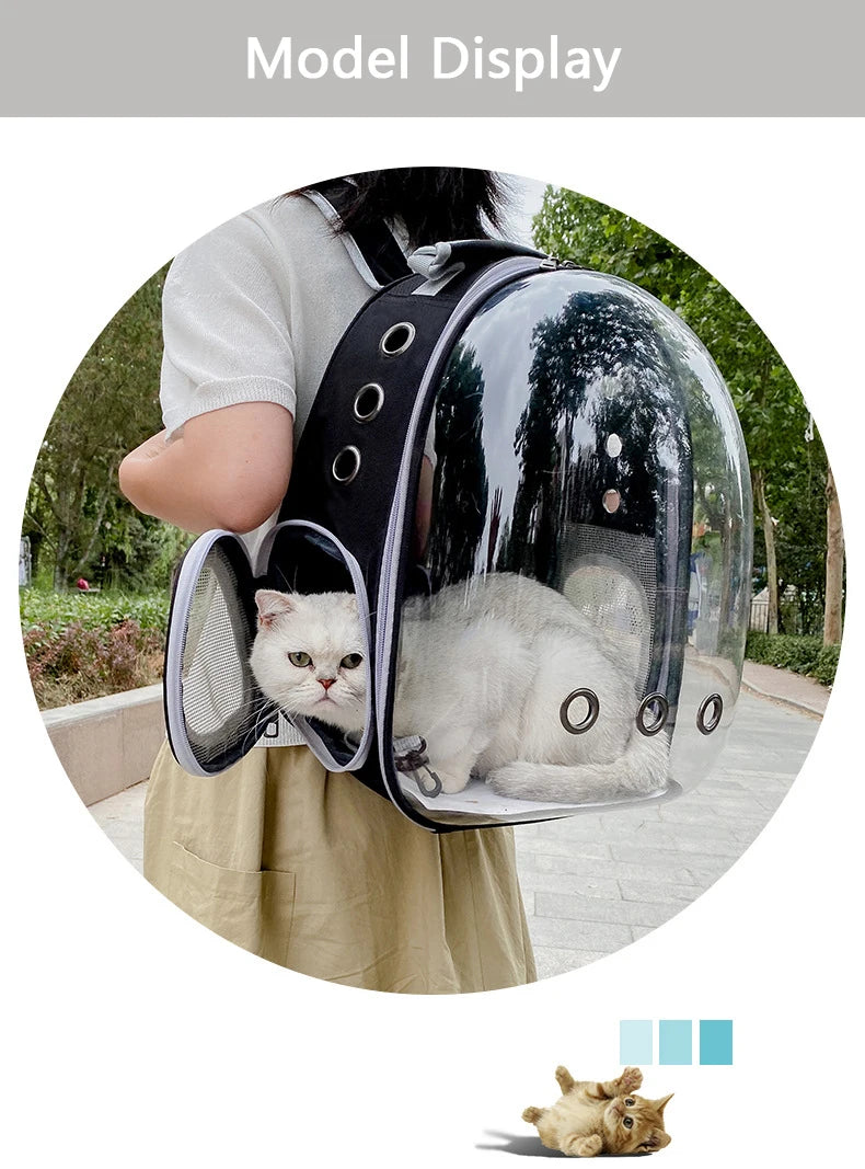 Transparent Space Capsule Pet Backpack β Breathable, Portable & Clear Carrying Bag for Cats & Small Dogs