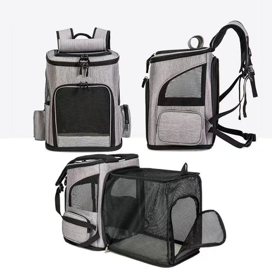 Breathable Pet Carrier Backpack – Foldable Expandable Travel Bag for Cats & Small Dogs
