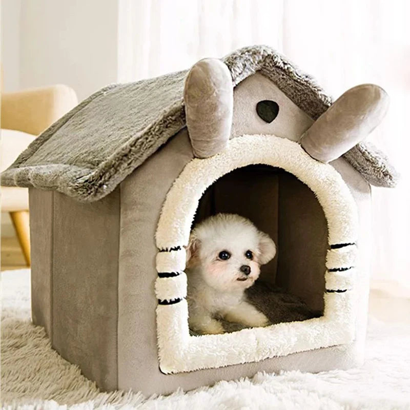 Indoor Warm Dog House & Soft Pet Bed Tent – Removable Cushion Kennel for Small, Medium & Large Pets