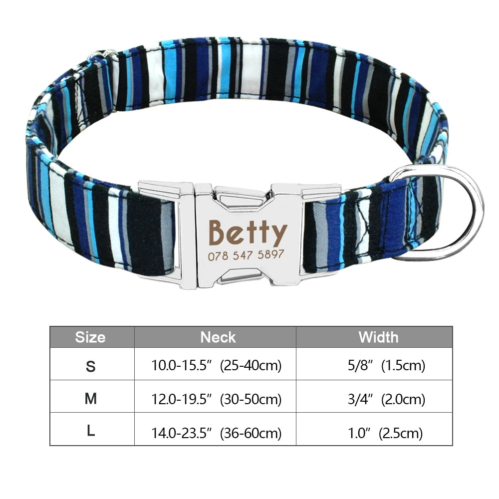 Personalized Printed Nylon Dog Collar + Free Engraved ID Plate – Adjustable for Small, Medium & Large Dogs