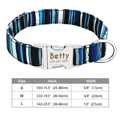 Personalized Printed Nylon Dog Collar + Free Engraved ID Plate – Adjustable for Small, Medium & Large Dogs