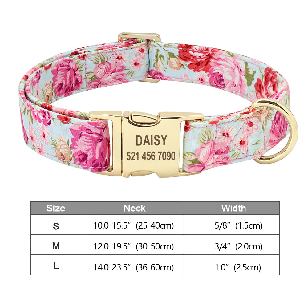 Personalized Printed Nylon Dog Collar + Free Engraved ID Plate – Adjustable for Small, Medium & Large Dogs