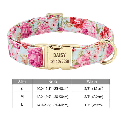 Personalized Printed Nylon Dog Collar + Free Engraved ID Plate – Adjustable for Small, Medium & Large Dogs