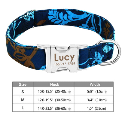 Personalized Printed Nylon Dog Collar + Free Engraved ID Plate – Adjustable for Small, Medium & Large Dogs