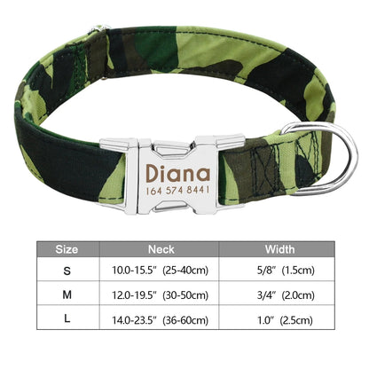 Personalized Printed Nylon Dog Collar + Free Engraved ID Plate – Adjustable for Small, Medium & Large Dogs