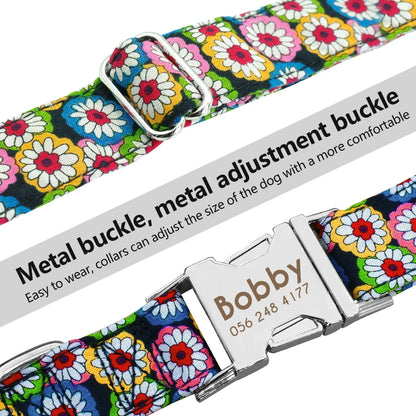 Personalized Printed Nylon Dog Collar + Free Engraved ID Plate – Adjustable for Small, Medium & Large Dogs