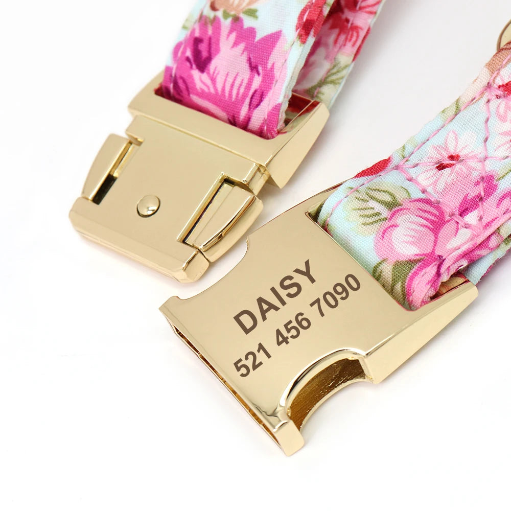 Personalized Printed Nylon Dog Collar + Free Engraved ID Plate – Adjustable for Small, Medium & Large Dogs