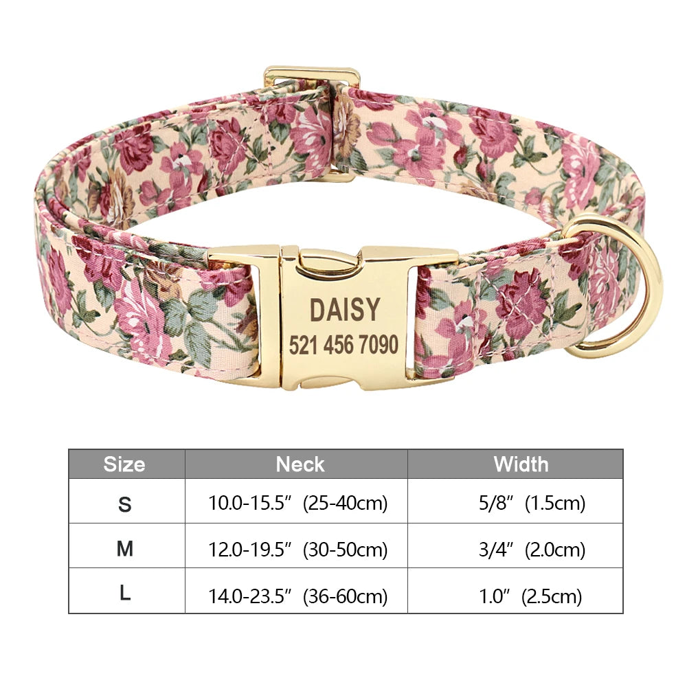 Personalized Printed Nylon Dog Collar + Free Engraved ID Plate – Adjustable for Small, Medium & Large Dogs