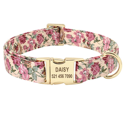 Personalized Printed Nylon Dog Collar + Free Engraved ID Plate – Adjustable for Small, Medium & Large Dogs