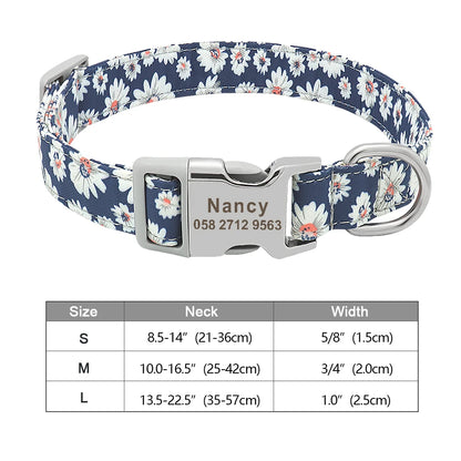 Personalized Printed Nylon Dog Collar + Free Engraved ID Plate – Adjustable for Small, Medium & Large Dogs