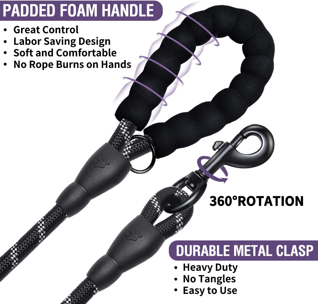 Strong Reflective Nylon Dog Leash – Heavy-Duty, Extra Safe for Big, Medium & Small Dogs
