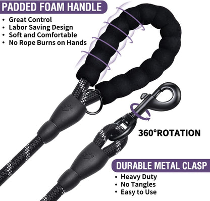 Strong Reflective Nylon Dog Leash – Heavy-Duty, Extra Safe for Big, Medium & Small Dogs