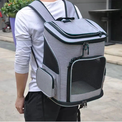 Breathable Pet Carrier Backpack – Foldable Expandable Travel Bag for Cats & Small Dogs