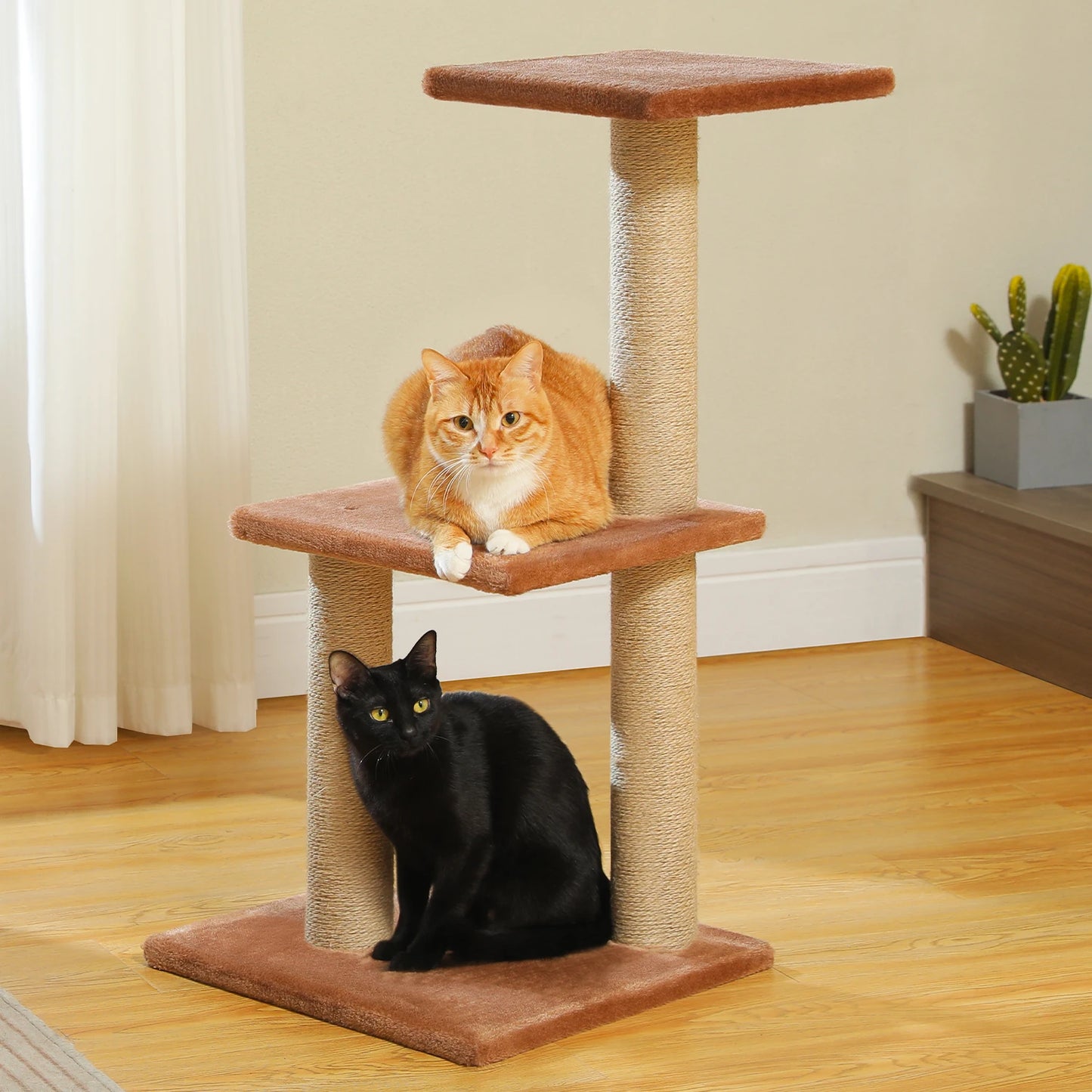 Gray Indoor Cat Activity Tree & Tower – Big Hammock, Removable Top Perch & Sisal Scratching Posts (2 Styles)