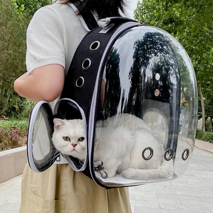 Transparent Space Capsule Pet Backpack – Breathable, Portable & Clear Carrying Bag for Cats & Small Dogs