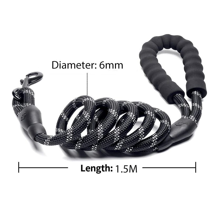 Strong Reflective Nylon Dog Leash – Heavy-Duty, Extra Safe for Big, Medium & Small Dogs