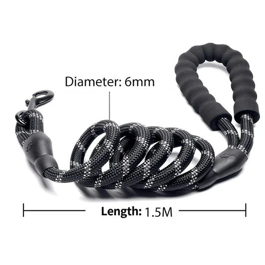Strong Reflective Nylon Dog Leash – Heavy-Duty, Extra Safe for Big, Medium & Small Dogs