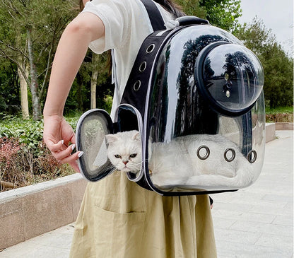 Transparent Space Capsule Pet Backpack – Breathable, Portable & Clear Carrying Bag for Cats & Small Dogs