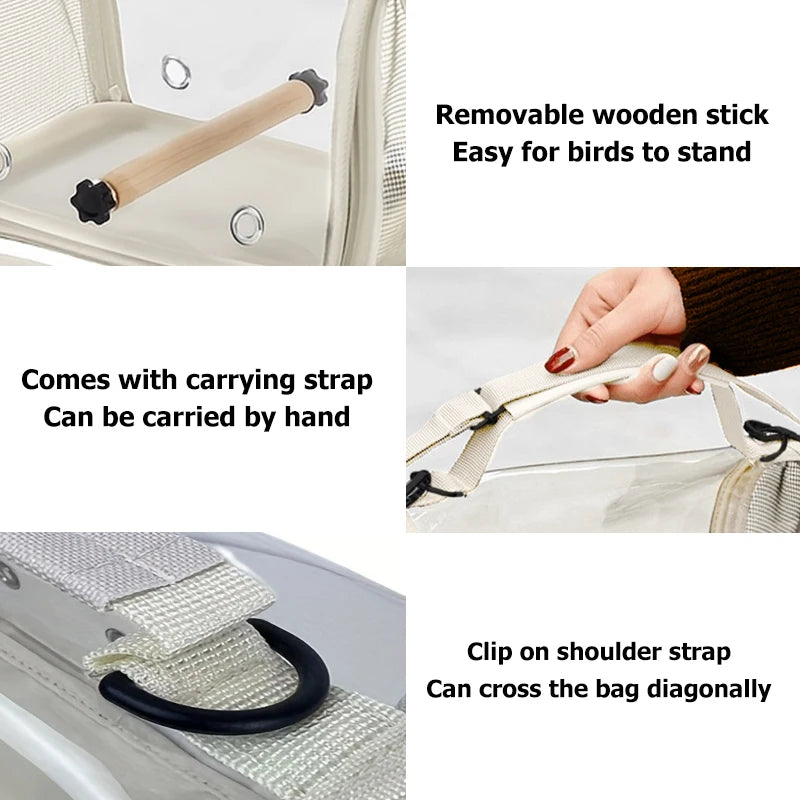 Portable Bird Travel Bag with Perch – Breathable, Lightweight & Easy to Carry