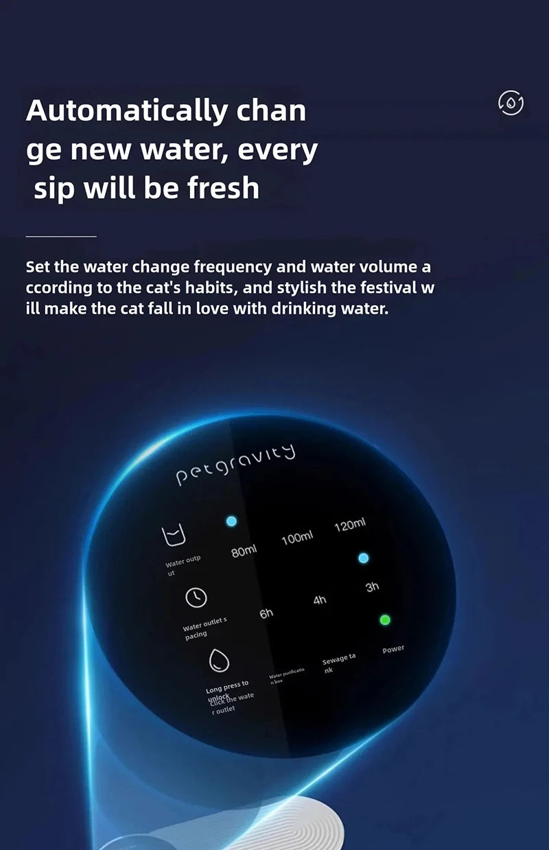 Smart Dump Rechargeable Cat & Dog Water Dispenser – 3L Auto Dumping & Refilling Fountain