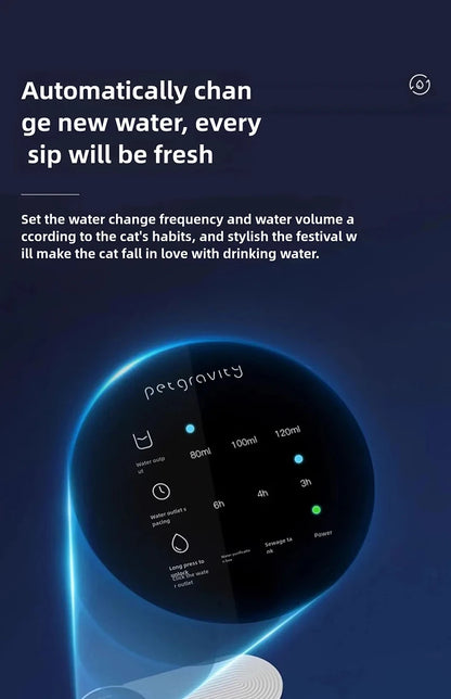 Smart Dump Rechargeable Cat & Dog Water Dispenser – 3L Auto Dumping & Refilling Fountain