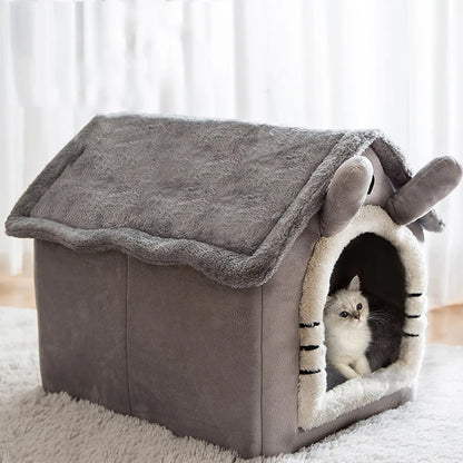 Indoor Warm Dog House & Soft Pet Bed Tent – Removable Cushion Kennel for Small, Medium & Large Pets