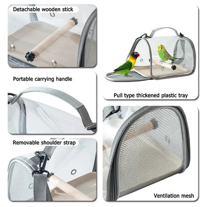 Portable Bird Travel Bag with Perch – Breathable, Lightweight & Easy to Carry