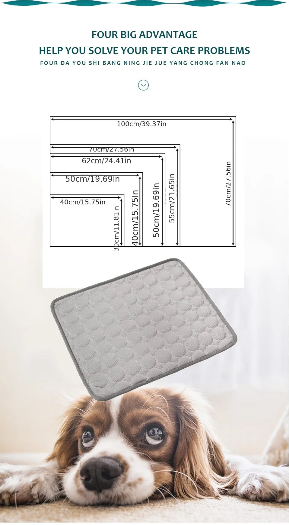 Cooling Gel Mat for Pets – Extra Large Dog & Cat Cooling Bed for Hot Summer Days