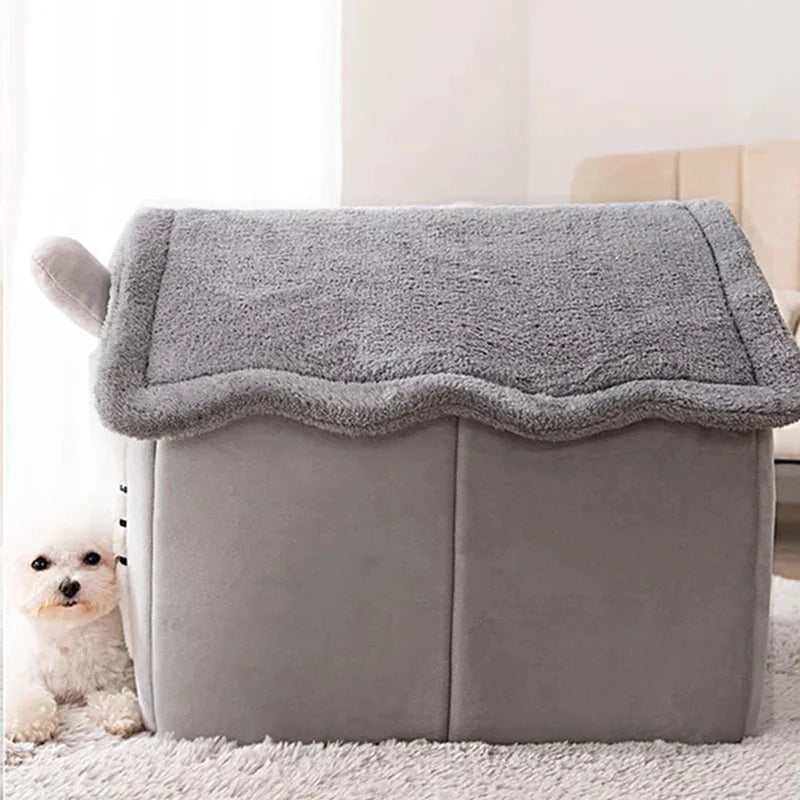 Indoor Warm Dog House & Soft Pet Bed Tent – Removable Cushion Kennel for Small, Medium & Large Pets