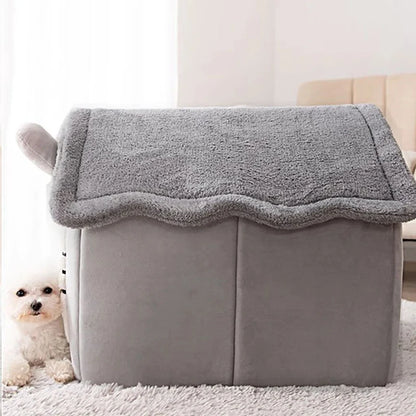 Indoor Warm Dog House & Soft Pet Bed Tent – Removable Cushion Kennel for Small, Medium & Large Pets