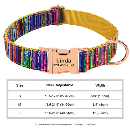 Personalized Printed Nylon Dog Collar + Free Engraved ID Plate – Adjustable for Small, Medium & Large Dogs