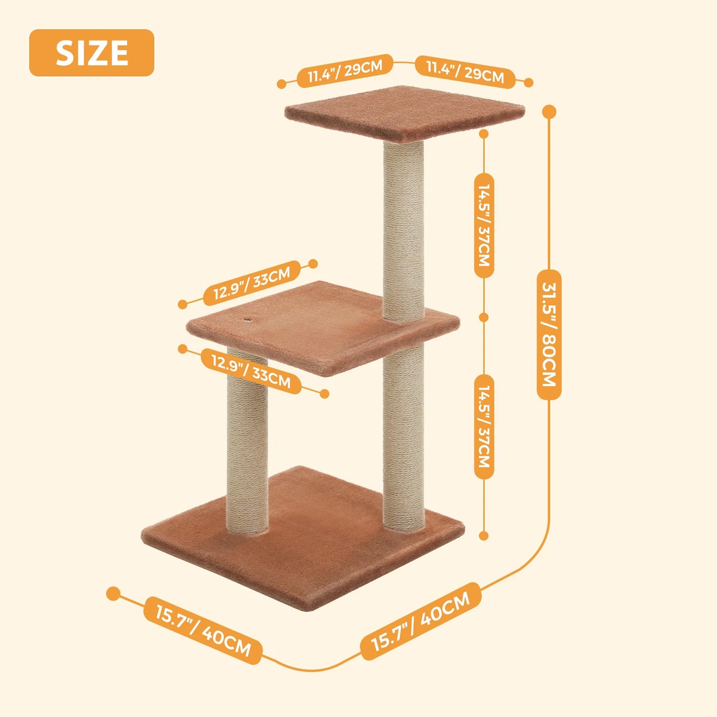 Gray Indoor Cat Activity Tree & Tower – Big Hammock, Removable Top Perch & Sisal Scratching Posts (2 Styles)