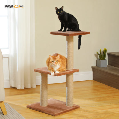 Gray Indoor Cat Activity Tree & Tower – Big Hammock, Removable Top Perch & Sisal Scratching Posts (2 Styles)