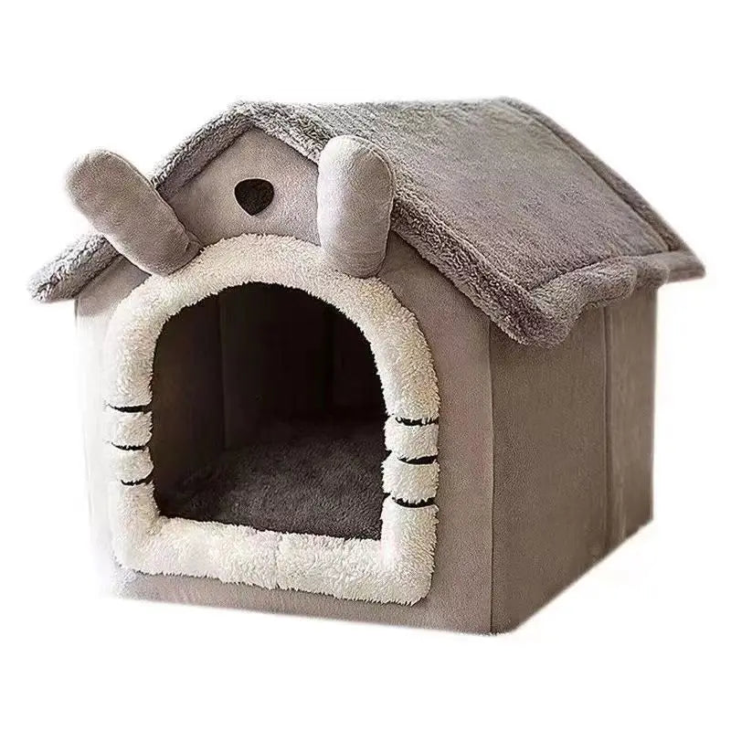 Indoor Warm Dog House & Soft Pet Bed Tent – Removable Cushion Kennel for Small, Medium & Large Pets