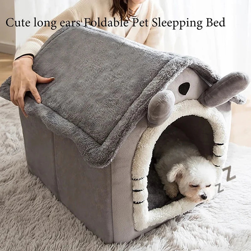 Indoor Warm Dog House & Soft Pet Bed Tent – Removable Cushion Kennel for Small, Medium & Large Pets