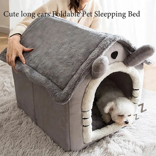 Indoor Warm Dog House & Soft Pet Bed Tent – Removable Cushion Kennel for Small, Medium & Large Pets