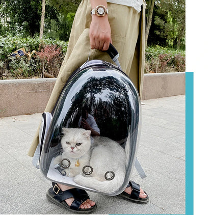 Transparent Space Capsule Pet Backpack – Breathable, Portable & Clear Carrying Bag for Cats & Small Dogs