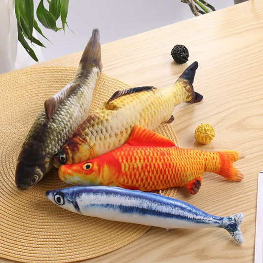 Realistic Fish Plush Cat Toy with Catnip – Interactive Soft 3D Fish Doll for Cats