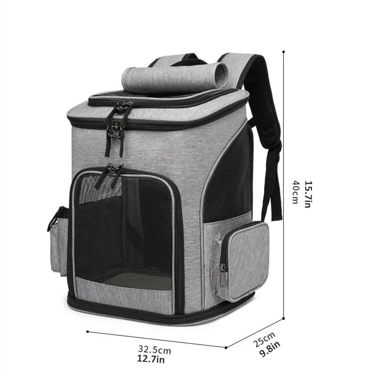 Breathable Pet Carrier Backpack – Foldable Expandable Travel Bag for Cats & Small Dogs