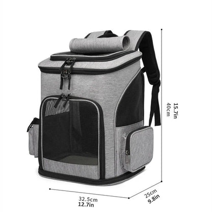 Breathable Pet Carrier Backpack – Foldable Expandable Travel Bag for Cats & Small Dogs