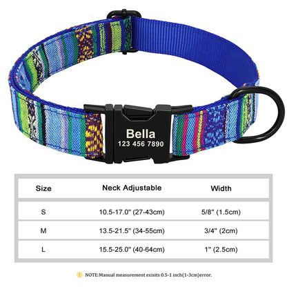 Personalized Printed Nylon Dog Collar + Free Engraved ID Plate – Adjustable for Small, Medium & Large Dogs