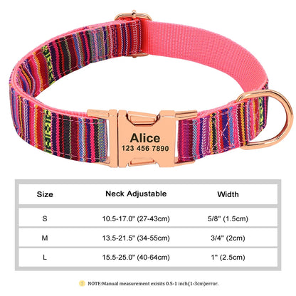 Personalized Printed Nylon Dog Collar + Free Engraved ID Plate – Adjustable for Small, Medium & Large Dogs