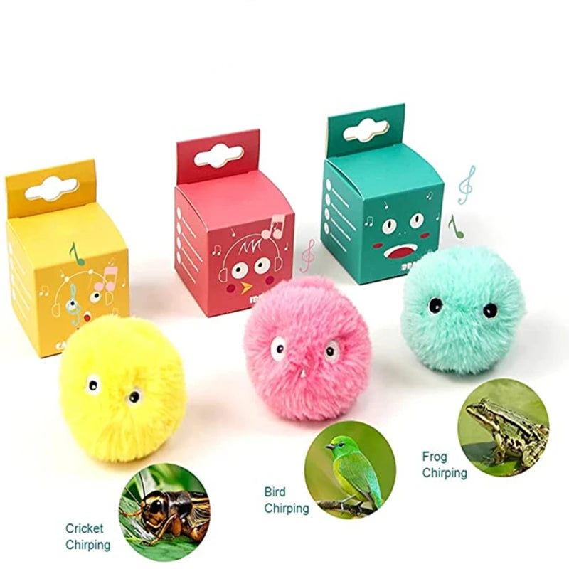 Interactive Plush Catnip Ball Toy – Sound & Touch Activated Smart Cat Ball
