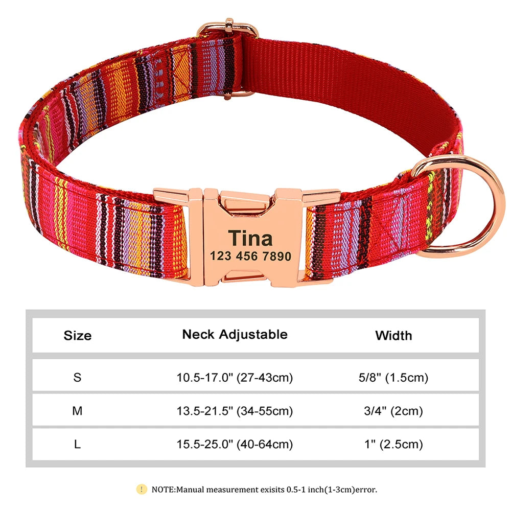 Personalized Printed Nylon Dog Collar + Free Engraved ID Plate – Adjustable for Small, Medium & Large Dogs