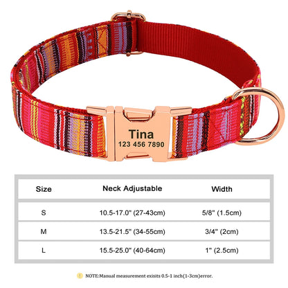 Personalized Printed Nylon Dog Collar + Free Engraved ID Plate – Adjustable for Small, Medium & Large Dogs