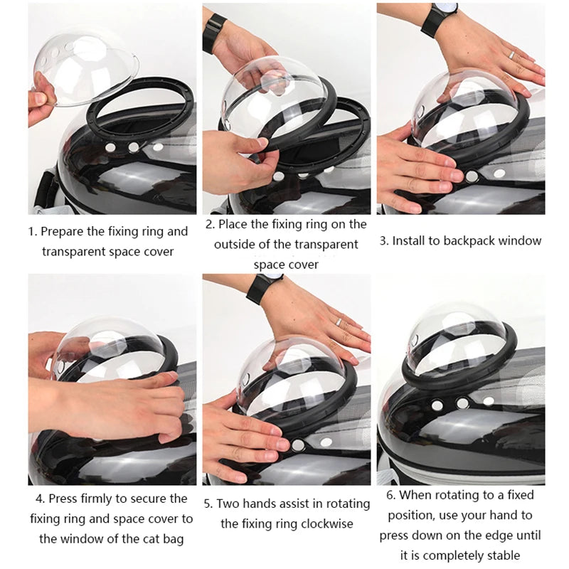 Transparent Space Capsule Pet Backpack – Breathable, Portable & Clear Carrying Bag for Cats & Small Dogs