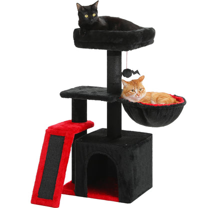 Gray Indoor Cat Activity Tree & Tower – Big Hammock, Removable Top Perch & Sisal Scratching Posts (2 Styles)