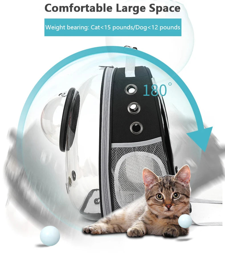 Transparent Space Capsule Pet Backpack – Breathable, Portable & Clear Carrying Bag for Cats & Small Dogs