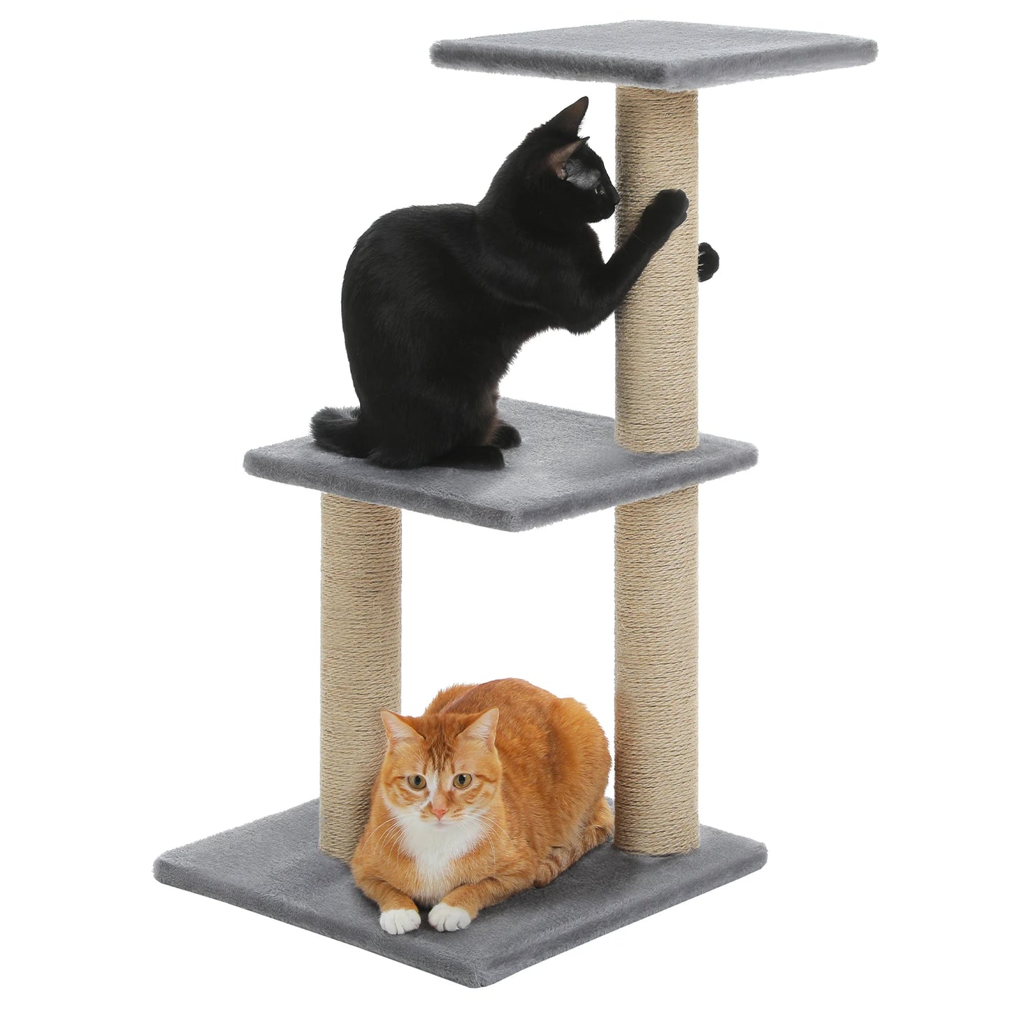Gray Indoor Cat Activity Tree & Tower – Big Hammock, Removable Top Perch & Sisal Scratching Posts (2 Styles)