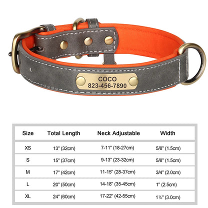 Personalized PU Leather Dog Collar with Engraved ID Nameplate – Anti-Lost, Adjustable for Small, Medium & Large Dogs